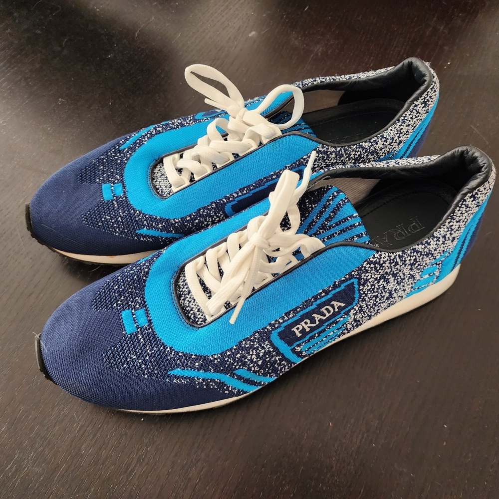 Prada Blue and White Athletic Shoes